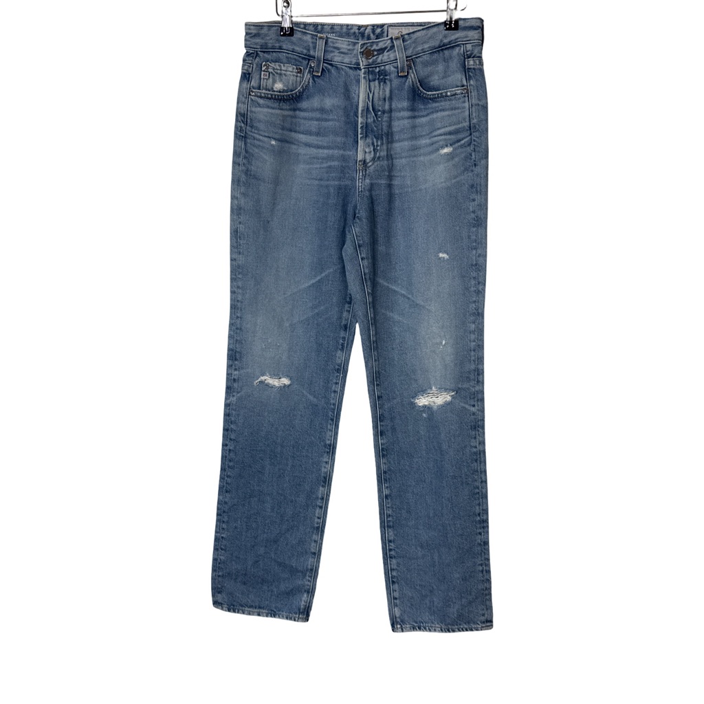 Ag High Rise Vintage Straight Alexxis Distressed Blue Jeans Size 28 R